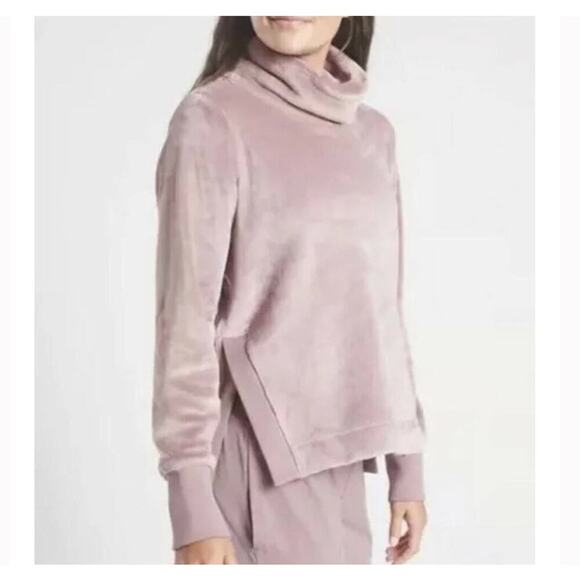 Athleta Double Cozy Karma Funnel Neck Sweatshirt Flora Mauve Pink Size XL Warm - Picture 2 of 10